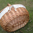 Handmade Wicker Basket with Handle, Wicker Camping Picnic Basket with Double Lids, Shopping Storage Hamper Basket with Cloth Lin