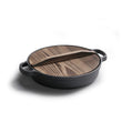 28cm Cast Iron Frying Pan with Wooden Cover Pancake Pan Uncoated Pan Frying Pan Induction Cooker Universal Cookware