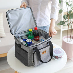 Portable Thermal Cooler Bag Picnic Food Beverage Drink Fresh Keeping Organizer Insulated Lunch Box Zipper Tote Accessories Case