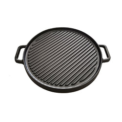 30cm Double-sided Round Cast Iron Grill Pan Multifunctional Uncoated Teppanyaki Steak Frying Pan