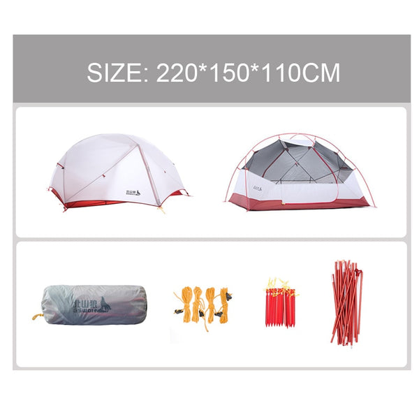 BSWolf 2 Persons Camping Tent Ultralight 20D 380T Nylon Double Layer Waterproof Backpacking Tent for Hiking Travel with free mat