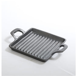 14*13.5cm Cast Iron Square Grill Plate with Double Ears Easy Access Steak Grill Pan Utensils for ki