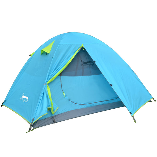 Desert&Fox 2 Person Waterproof Tent 3 Season Backpacking Hiking Tents for Camping Beach Travelling Double Layer Outdoor Tent