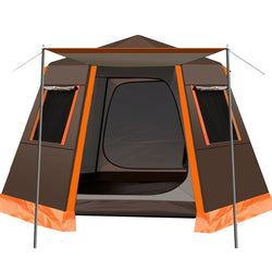 UV Hexagonal S Size Aluminum Pole Automatic Outdoor Camping Wild Big Tent 3-4persons Awning Garden Pergola 245*245*165CM