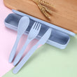 Portable Food Container Leak-proof Snack Straw Wheat Microwave Outdoor Camping Portable Space-saving Lunch Bento Box