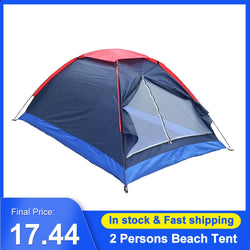 2 Persons Camping Tent Single Layer Beach Tent Outdoor Travel Windproof Waterproof Awning Tent Summer Tent with Bag RU Stock