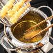 20/24cm Japanese Deep Frying Pot with a Thermometer and a Lid 304 Stainless Steel Kitchen Tempura Fryer Pan