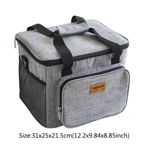 Portable Thermal Cooler Bag Picnic Food Beverage Drink Fresh Keeping Organizer Insulated Lunch Box Zipper Tote Accessories Case
