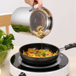 20/24cm Japanese Deep Frying Pot with a Thermometer and a Lid 304 Stainless Steel Kitchen Tempura Fryer Pan