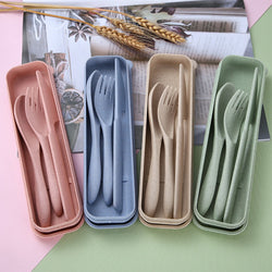 Portable Food Container Leak-proof Snack Straw Wheat Microwave Outdoor Camping Portable Space-saving Lunch Bento Box