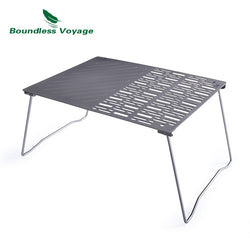 Boundless Voyage Titanium Charcoal BBQ Grill Net with Folding Legs for Camping Beach Picnic Meat Food Barbecue Desk Tabletop