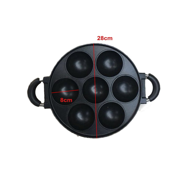 7-Hole Cake Cooking Pan Cast Iron Omelette Pan Non-stick Cooking Pot Breakfast Egg Cooking Pie Cake Mold Kitchen Cookware