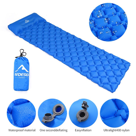 Widesea Camping Sleeping Pad Inflatable Air Mattresses Outdoor Mat Furniture Bed Ultralight Cushion Pillow Hiking Trekking