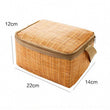 Portable Wicker Rattan Outdoor Picnic Bag Waterproof Tableware Insulated Thermal Cooler Food Container Basket for Camping Picnic
