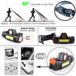 Rechargeable LED Headlamp XPE+COB Work Light 2 lighting modes With tail magnet Detachable headlight For camping, adventure