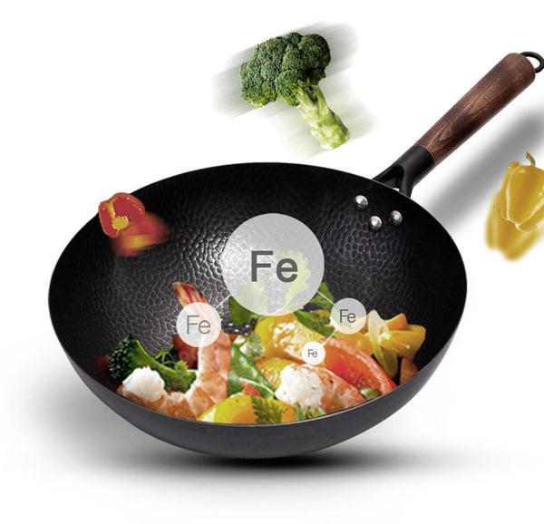 Iron Non-Coating Pot cast iron pan General use for Gas and Induction Cooker Chinese Wok Cookware Pan Kitchen Tools