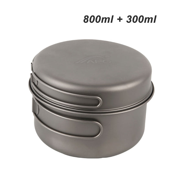 APG Ultralight Titanium Pan Outdoor Camping Titanium Bowl Set Folding Handle Cookware