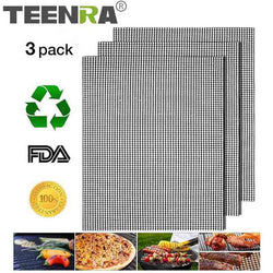 3Pcs Non-stick BBQ Grill Mesh Mat Grid Shape Barbecue Mat Baking Mat Reusable BBQ Mat Heat-resistant Picnic Tools