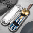 JueQi Dinnerware Set Stainless Steel Plating Gold Blue Black Knife Fork Tableware Cutlery Western Food Camping Tableware Bag