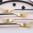 JueQi Dinnerware Set Stainless Steel Plating Gold Blue Black Knife Fork Tableware Cutlery Western Food Camping Tableware Bag