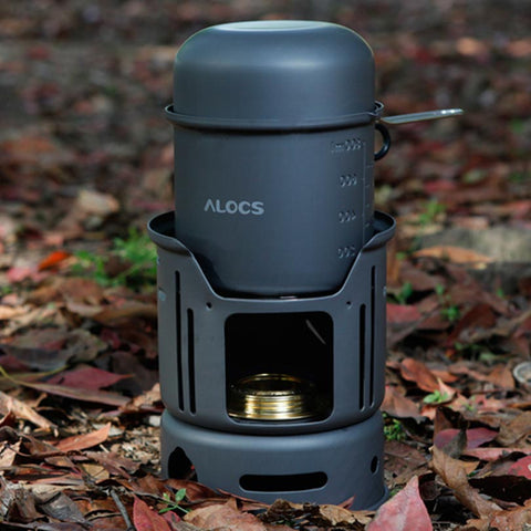 Alocs Outdoor Camping Portable Cooking Set Cookware (7pcs) 1-2 Person CW-C01 Alcohol Stove Picnic Pots Pan
