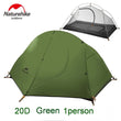 Naturehike Ultralight 1Person Camping Tent Backpacking Trekking Hiking Cycling Single Tents Waterproof PU4000 Green