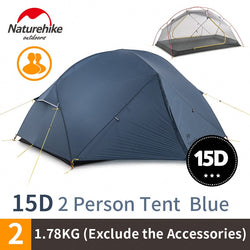 NatureHike Mongar Camping Tent 2 Persons Ultralight 20D Nylon Aluminum Alloy Pole Double Layer Outdoor Hiking Tent NH17T007-M