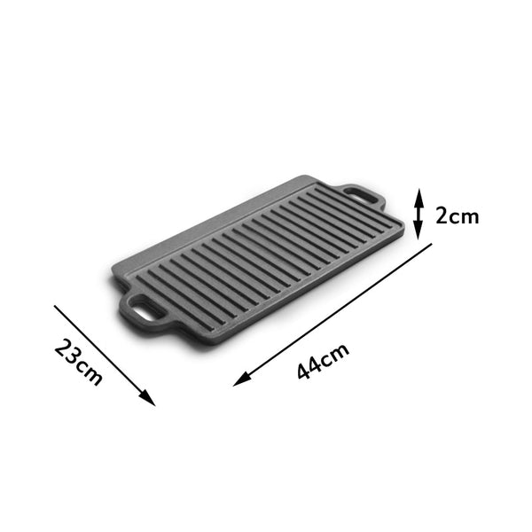 Cast Iron Outdoor Baking Tray Double-sided Iron Plate Cast Iron Pan BBQ Griddles Cookware