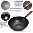 Konco Iron wok cast iron pan Non-coated Pot General use for Gas and Induction Cooker 32cm Chinese Wok Cookware Pan Kitchen Tools