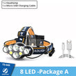 Super bright LED Headlamp With 8*LED Bulbs 5000 lumen Waterproof Outdoor LED Headlight Lightweight materials Comfortable to wear
