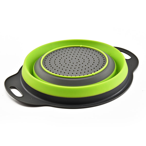 1PC Folding Strainer Bowl Outdoor Camping Tableware Silicone Folding Colander Strainer Draining Bowl Portable Camping Cookware