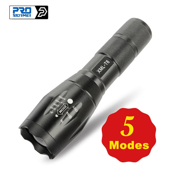 Led Flashlight 5 Models Ultra Bright Linterna Torch Q5/T6/L2 Waterproof Camping Bicycle Light 18650 Battery by PROSTORMER