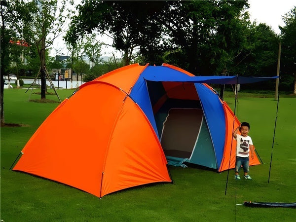 Big Camping Tent Separate Dual Layer Family Travel Fishing Tent 5-8 Person Waterproof Outdoor Tent 2 Room 1 Hall 420x220x175cm