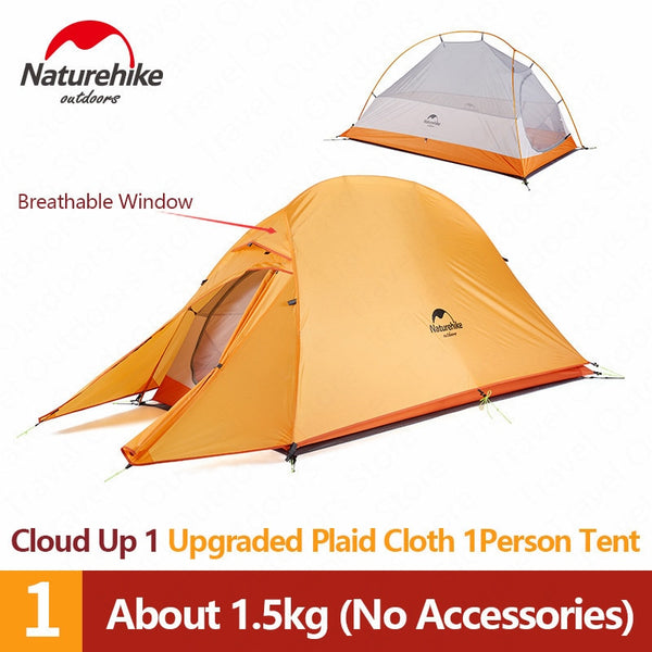 Naturehike Cloud Up Outdoor Camping Tent Ultralight 1 2 3 man 20D Silica Gel Single Double Persons Tent Hiking With Free Mat