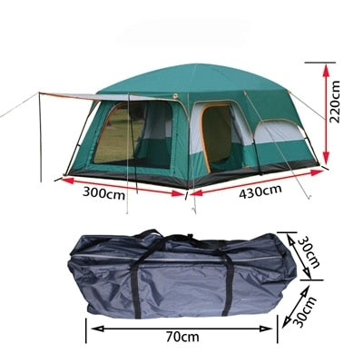 The Camel Outdoor 6/7/8/9/10-12 People Camping 4 Season Tent Outing Two Bedroom Tent Big Space High Quality Camping Tent Carpas