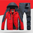 TRVLWEGO Winter Ski Suit Men Windproof Waterproof Snowboard Jacket and Pants Outdoor Super Warm 2 in 1 Thermal Fleece Snow Coat