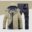 TRVLWEGO Winter Ski Suit Men Windproof Waterproof Snowboard Jacket and Pants Outdoor Super Warm 2 in 1 Thermal Fleece Snow Coat