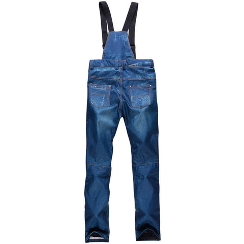 Mens Snow Pants Outdoor Sports Wear Strap Trousers Snowboard Clothing Waterproof Windproof Winter Ski Suit Bibs Denim Style