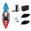 Inflatable Kayak Boat for 1/2 Persons Fishing Rowing PVC Boat Dinghy Raft with Hand Pump Storage Bag Barometer Backrest 2 Fins