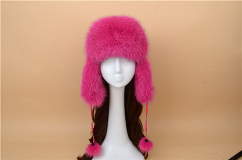 2021 100% Fashion New Style Winter Russian Natural Real Fox Fur Hat Hot Sale Women Warm Good Quality Genuine Real Fox Fur Cap