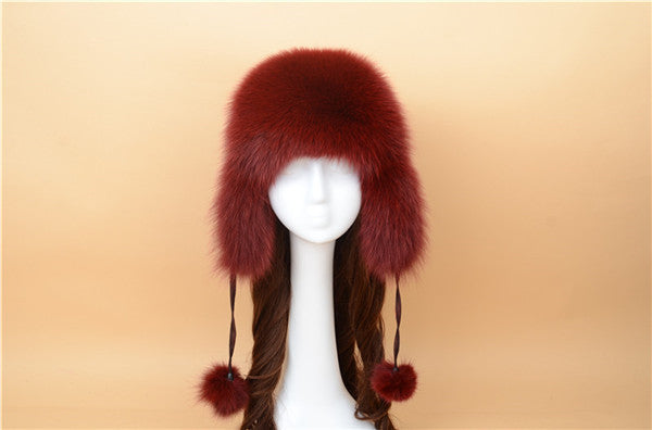 2021 100% Fashion New Style Winter Russian Natural Real Fox Fur Hat Hot Sale Women Warm Good Quality Genuine Real Fox Fur Cap