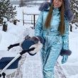New Shiny Silver Gold One-Piece Ski Suit Women Winter Windproof Skiing Jumpsuit Snowboarding Suit Female Snow Costumes