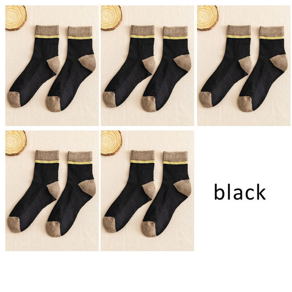 5 Pairs Thermal Socks Mens Winter Thick Cotton Colorful Young Casual Fashion Novelty Striped Warm Terry Socks Good Quality