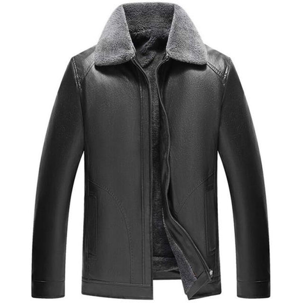 Men Thicker Warm Leather Jackets New Winter Brown PU Leather Coats Down Jackets Good Quality Men Wool Liner Loose Casual Jackets