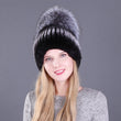 Winter Rex Rabbit Fur Hats For Women Beanies Top Knitted With Fox Fur New Brand Casual Good Quality Caps