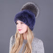 Winter Rex Rabbit Fur Hats For Women Beanies Top Knitted With Fox Fur New Brand Casual Good Quality Caps