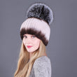 Winter Rex Rabbit Fur Hats For Women Beanies Top Knitted With Fox Fur New Brand Casual Good Quality Caps
