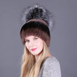 Winter Rex Rabbit Fur Hats For Women Beanies Top Knitted With Fox Fur New Brand Casual Good Quality Caps