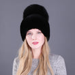 Winter Rex Rabbit Fur Hats For Women Beanies Top Knitted With Fox Fur New Brand Casual Good Quality Caps