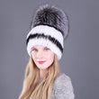 Winter Rex Rabbit Fur Hats For Women Beanies Top Knitted With Fox Fur New Brand Casual Good Quality Caps